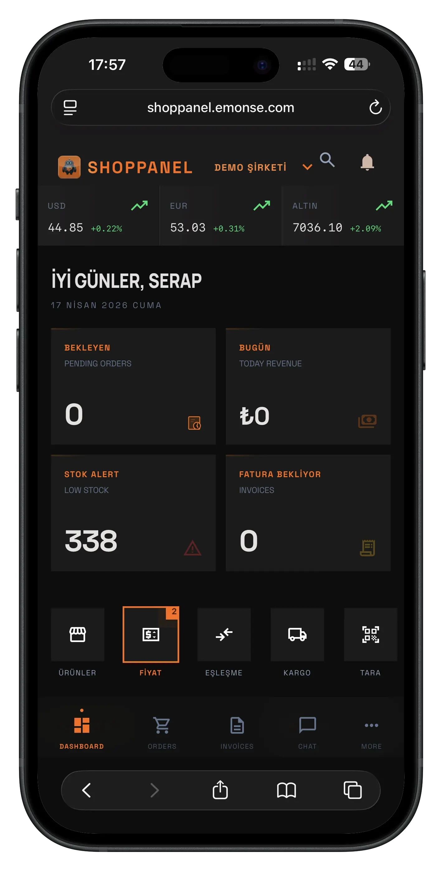 ShopPanel mobil dashboard